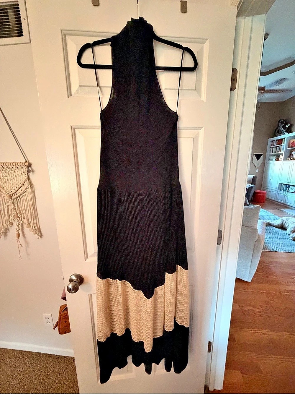 Anthropologie High-Neck Sheer Panel Midi Dress Color Block Maxi Dress Size Large - Picture 2 of 4